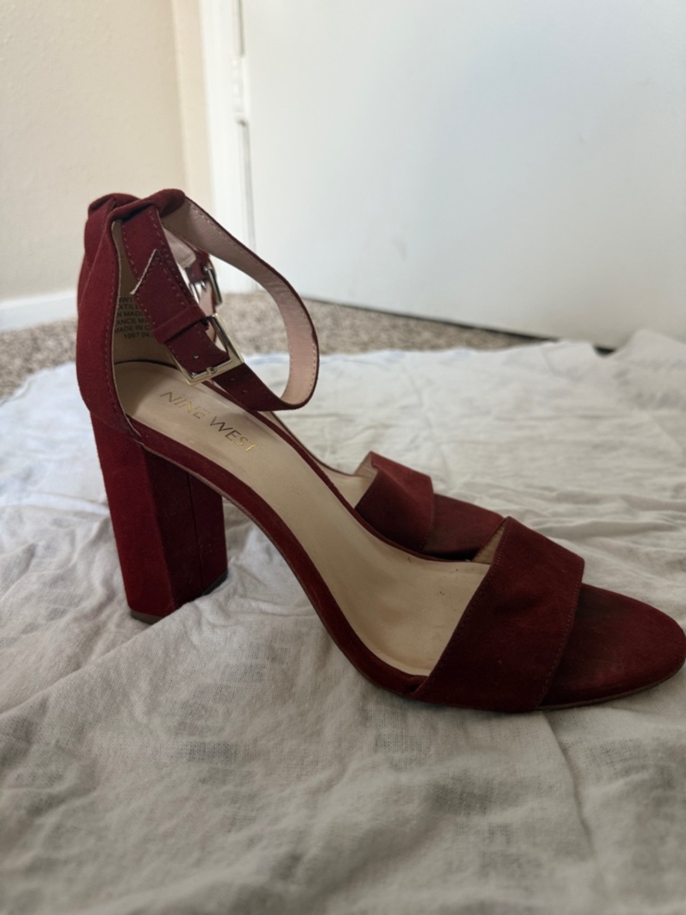 Nine West Rust Suede Block Heel Sandals